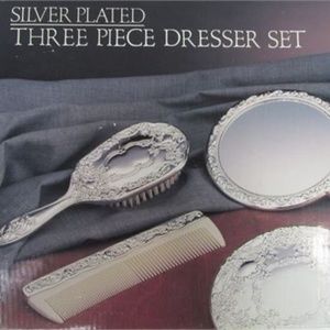 Silver Plated Three Piece Dresser Set